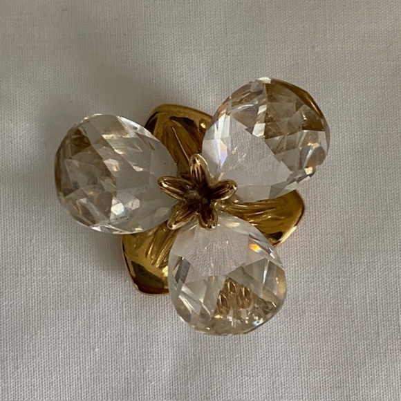 Gold Tone Multifaceted Crystal Flower Keepsake - Picture 4 of 8